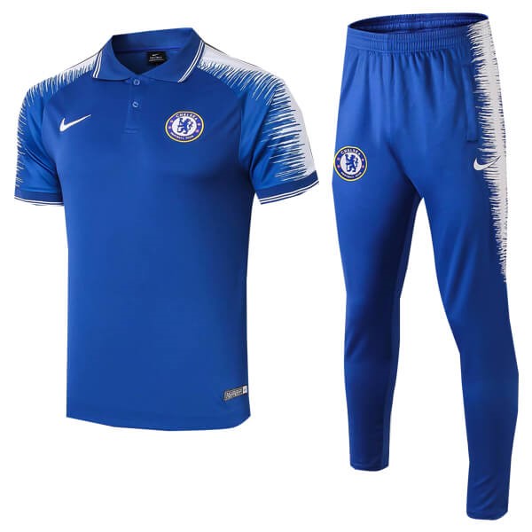 Polo Conjunto Completo Chelsea 2018/19 Azul
